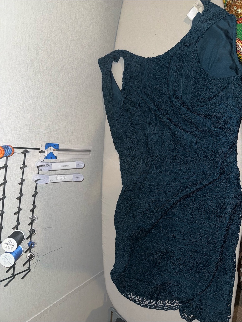 LOFT Dark Teal Lace Sleeveless Cocktail Dress